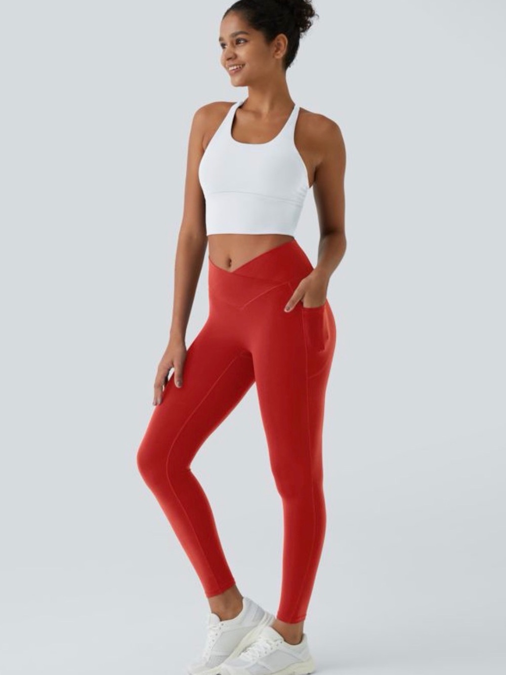 HALARA V-Waist Red Pocket Leggings